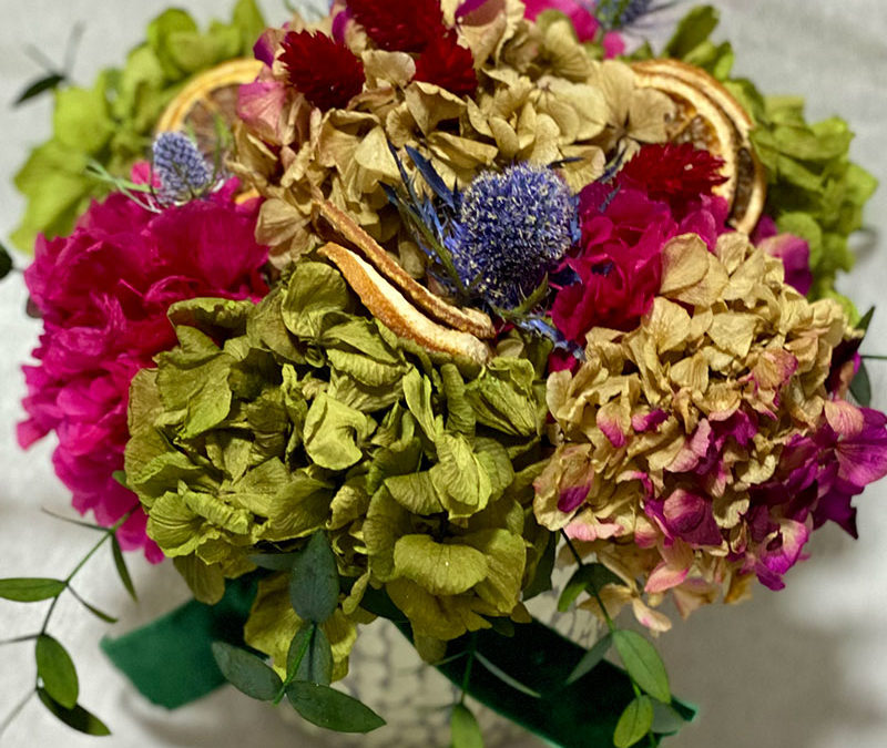 Centro de Hortensias preservadas