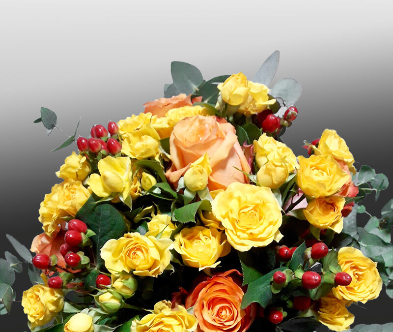 Ramo de Rosas naranjas y amarillas