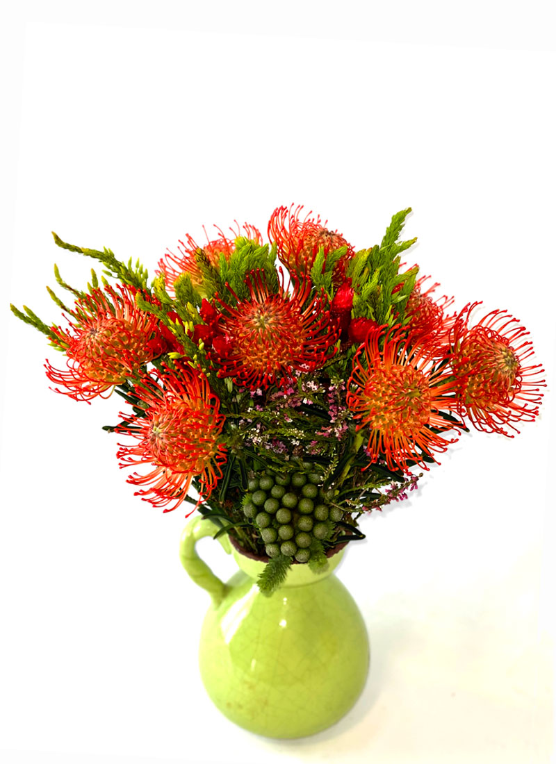 Ramo con Proteas y verdes africanos